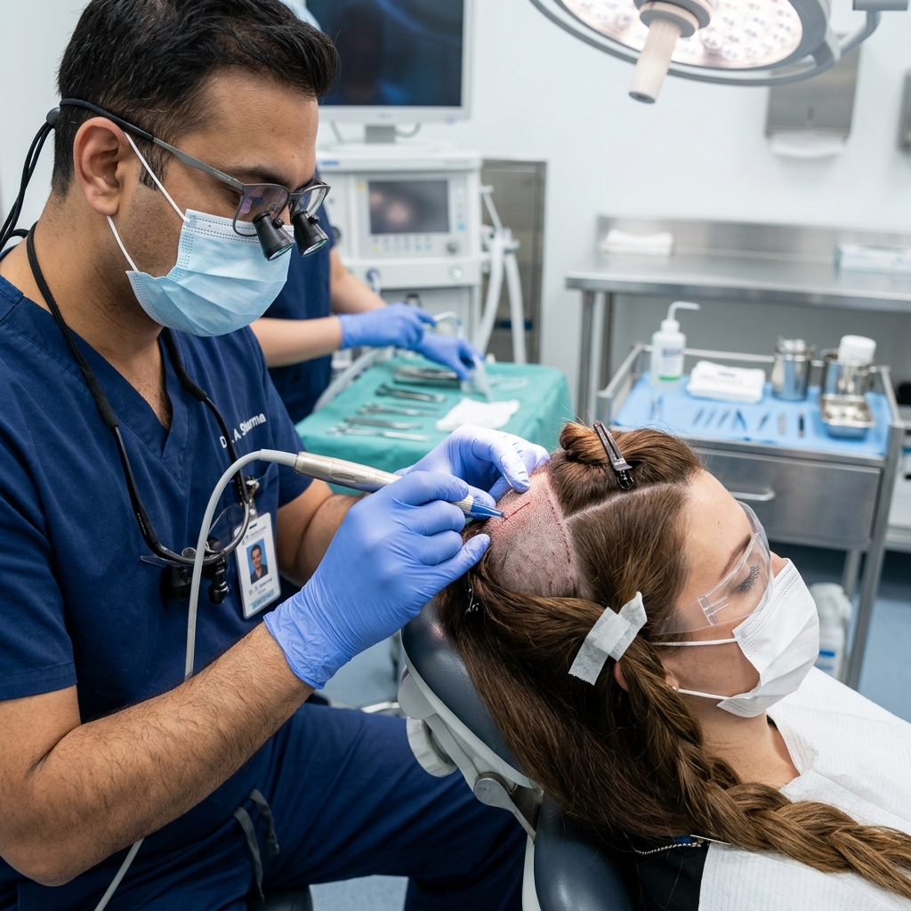 تقنية السفير Sapphire FUE لزراعة الشعر الأنثوي